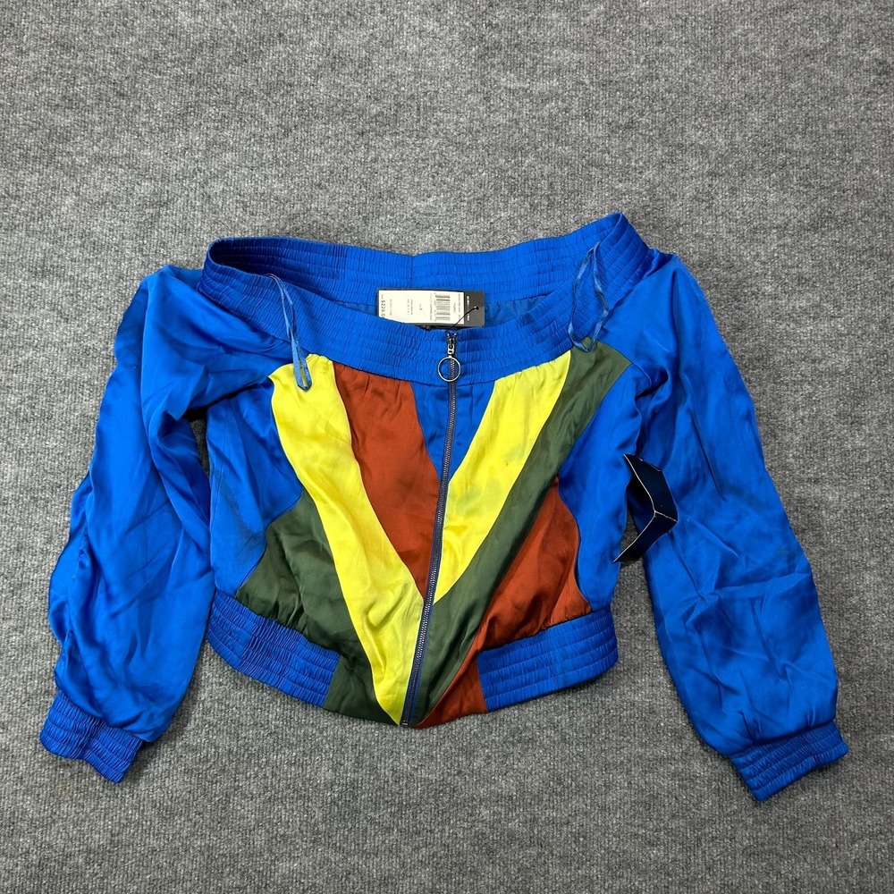 BCBGMaxAzria Flora Off Shoulder Jacket Women's Colorblock Full Zip Small - NWT